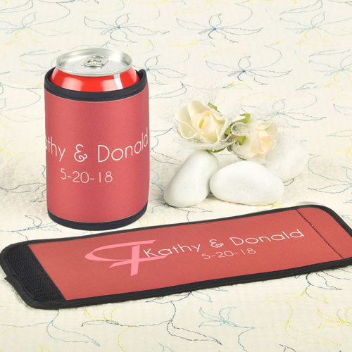 Red Wedding Personalized Can And Bottle Wrap