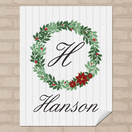 Wood Christmas Wreath Personalized Poster Print