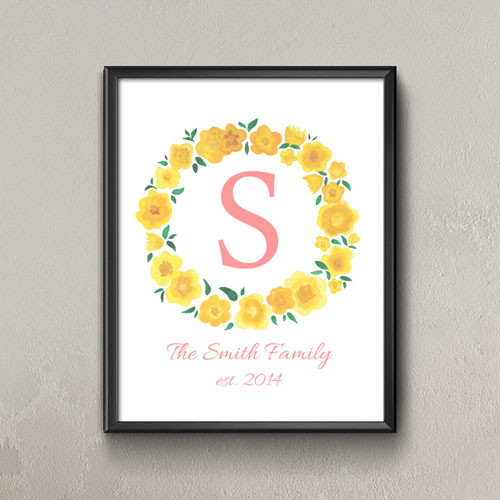 Lemon Watercolor Floral Personalized Poster Print Small 8.5
