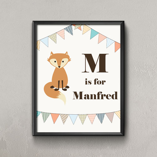 Fox Personalized Poster Print For Kids Small 8.5