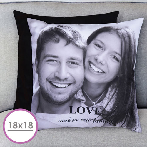 18 X 18 Photo Gallery Personalized Pillow (Black Back) Cushion (No Insert) 