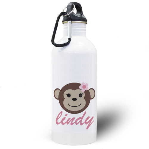 Personalized Photo Monkey Girl Water Bottle