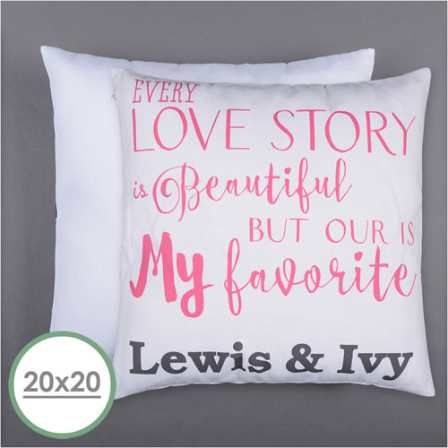 Love Story Personalized Pillow 20 Inch  Cushion (No Insert) 