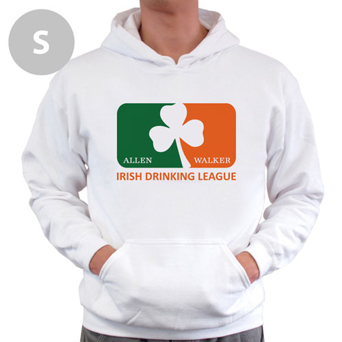 Personalized Irish Drinking League, White Hoodie Sweatshirt