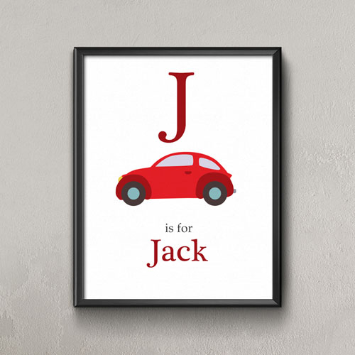 Car Personalized Poster Print For Kids, Small 8.5