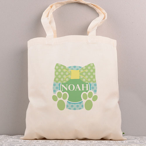 Green Ribbon Personalized Easter Tote Bag