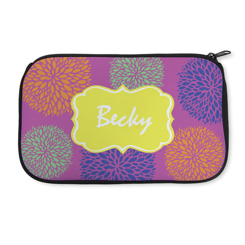 Personalized Neoprene Floral Cosmetic Bag (6 X 10 Inch)