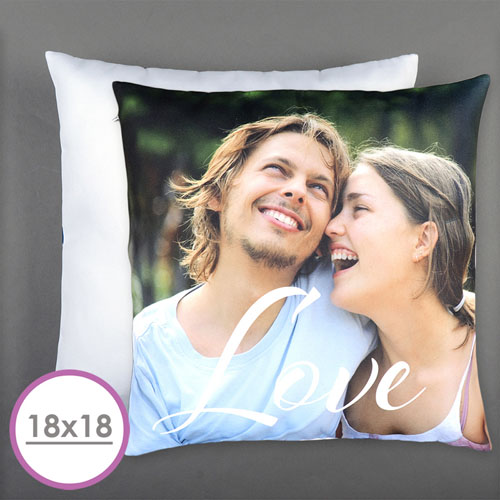 Script Love Personalized Photo Pillow Cushion (18 Inch) (No Insert) 