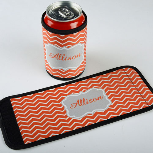 Mandarin Chevron Personalized Can And Bottle Wrap