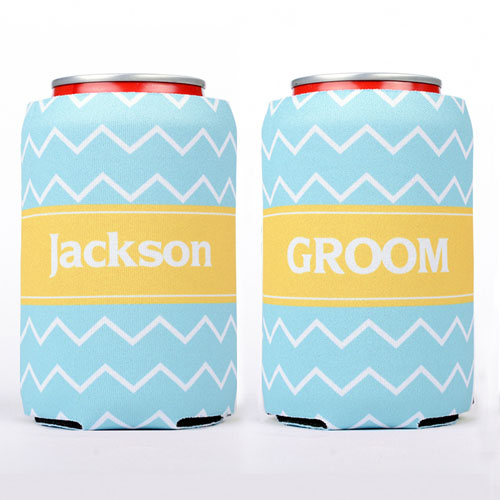 Ocean Chevron Stripe Personalized Can Cooler