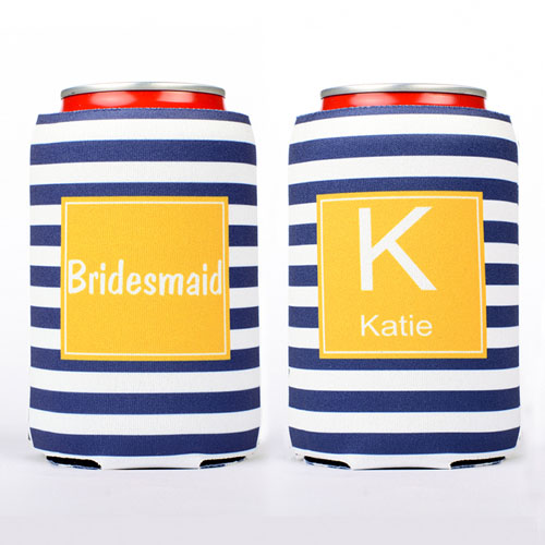 Navy Stripe Personalized Can Cooler