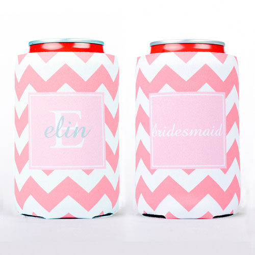 Pink Chevron Personalized Can Cooler