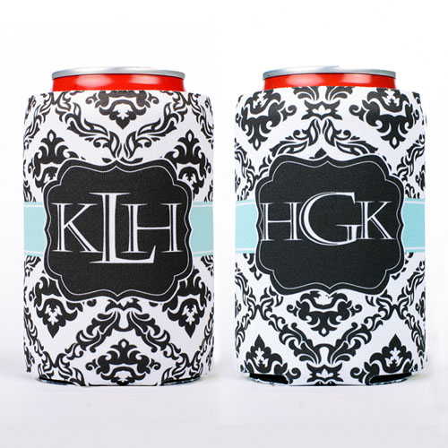 Black Vintage Personalized Can Cooler