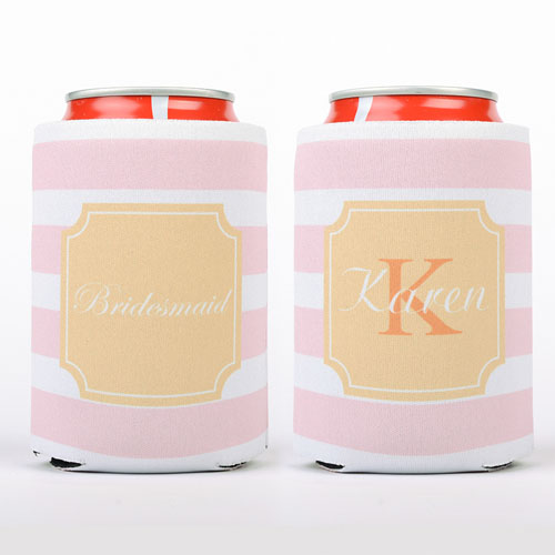 Pink Strip Personalized Can Cooler
