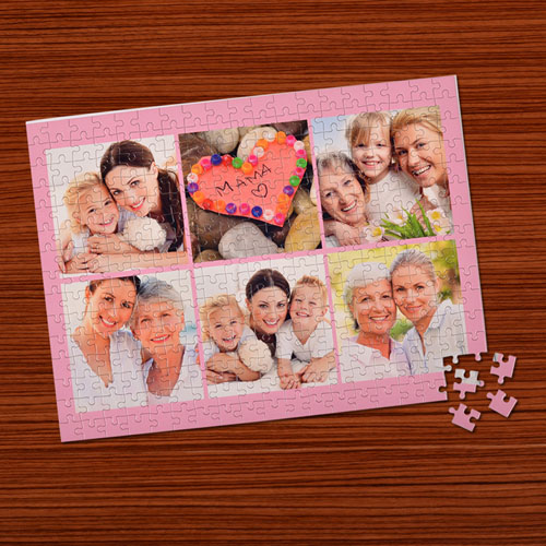 Six Collage Photo Puzzle, Baby Pink
