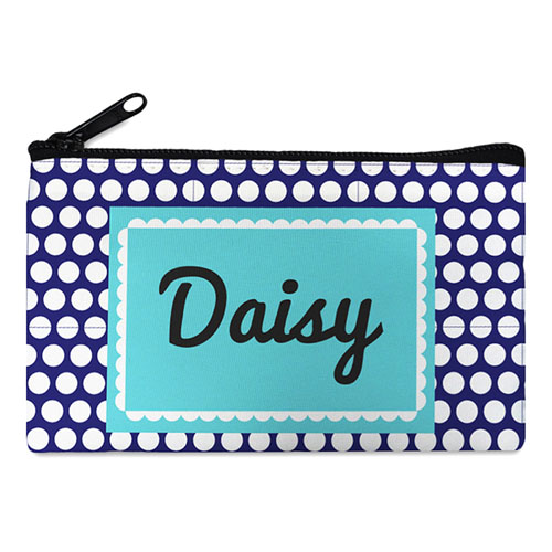 Navy Dot Personalized Small Cosmetic Bag (4