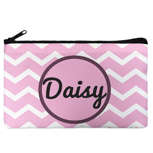 Monogrammed Personalized Pink Chevron Cosmetic Bag