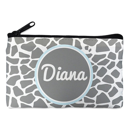 Grey Leopard Personalized Cosmetic Bag