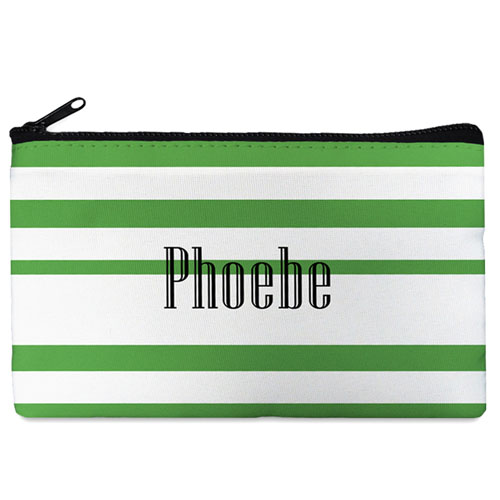 Green Stripe Personalized Cosmetic Bag