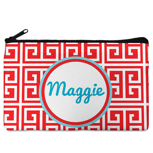 Red Grid Personalized Cosmetic Bag