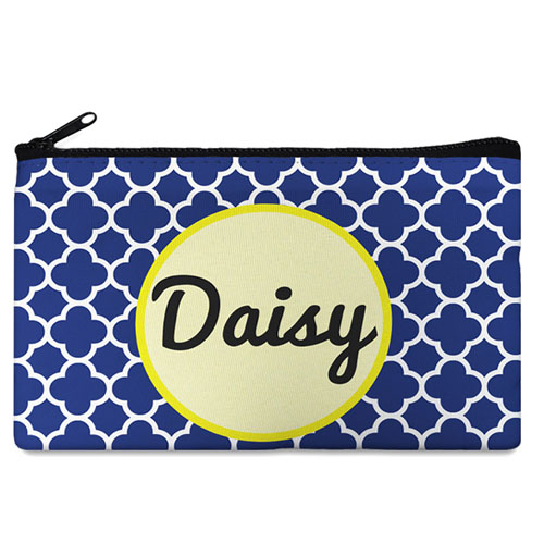 Navy Clover Monogrammed Personalized Cosmetic Bag, 5 X 8