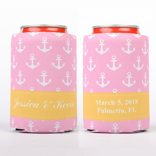 Pink Anchor Personalized Can Cooler