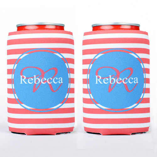 Red Strip Personalized Can Cooler