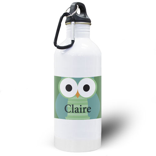 Green Owl Personalized Kids Water Bottle