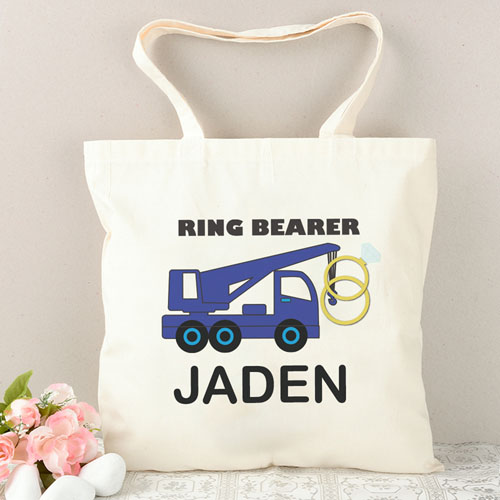 Ring Bearer Navy Truck Personalized Tote Bag