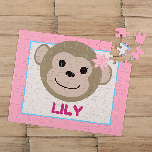 Monkey girl Personalized Kids Puzzle