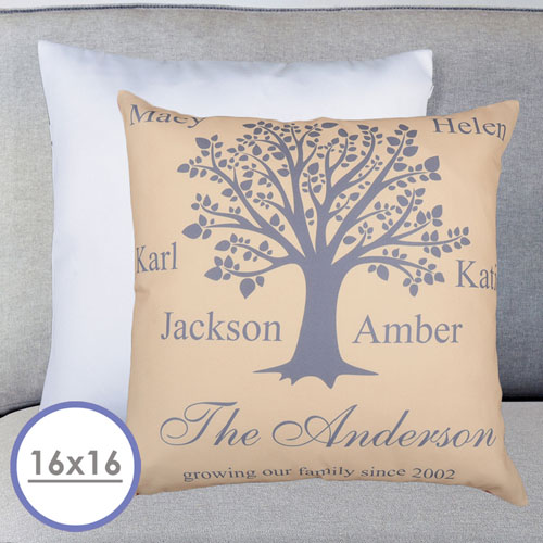 Beige Family Tree Personalized Pillow Cushion Cover 16