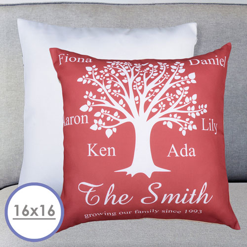 Burgundy Family Tree Personalized Pillow Cushion Cover 16