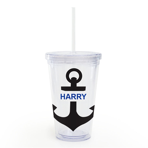 Black Anchor Personalized Acrylic Double Wall Tumbler