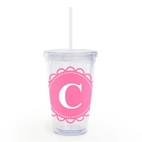 Pink Lace Personalized Acrylic Double Wall Tumbler