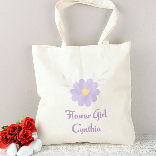 Purple Daisy Flower Girl Personalized Cotton Tote