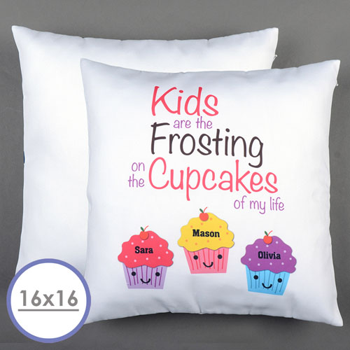 Three Cupcakes Personalized Pillow Cushion Cover 16