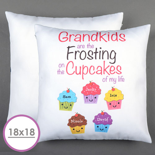 Five Cupcakes Personalized Large Cushion 18