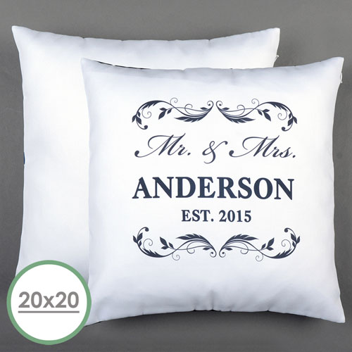 Mr. & Mrs. Personalized Pillow White 20X20 Cushion (No Insert) 