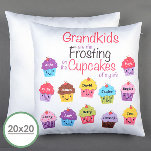 Twelve Cupcakes Personalized Large Pillow Cushion Cover 20