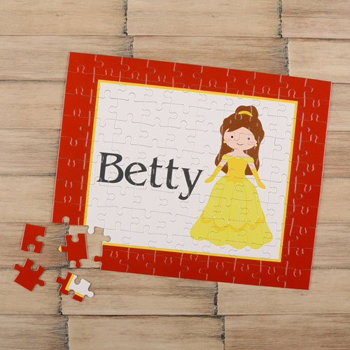Little Princess Personalized Kids Puzzle, Brown Hair