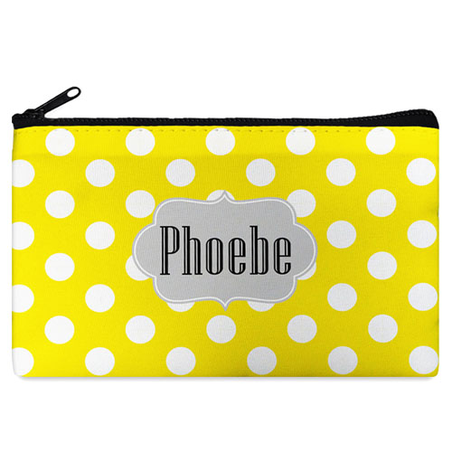 Yellow Polka Dot Personalized Cosmetic Bag