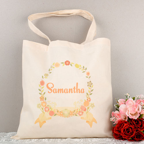 Chalkboard Yellow Floral Personalized Tote
