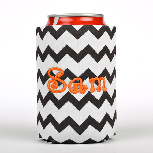 Black Chevron Embroidery Personalized Can Cooler