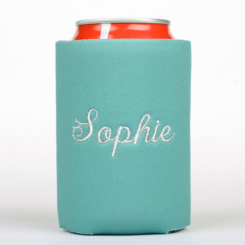 Peacock Monogrammed Personalized Embroidered Can Cooler