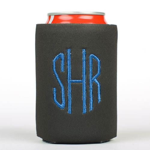 Black Monogrammed Personalized Embroidered Can Cooler