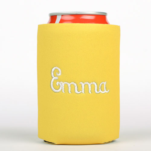 Yellow Monogrammed Personalized Embroidered Can Cooler