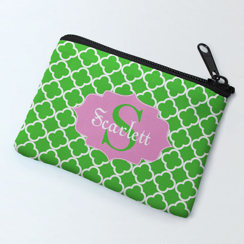 Green Clover Personalized Coin Purse