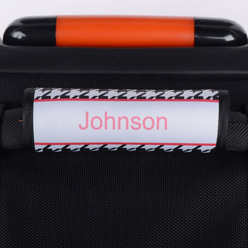 Black Houndstooth Personalized Luggage Handle Wrap