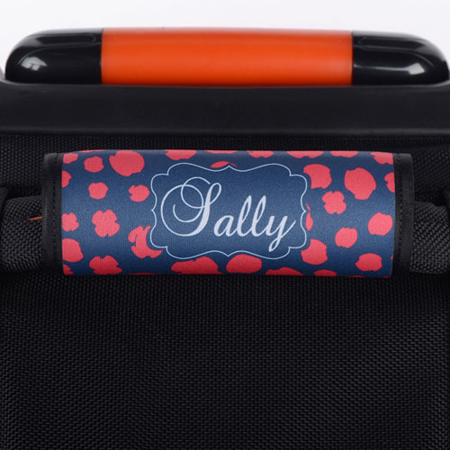 Red Navy Leopard Personalized Luggage Handle Wrap