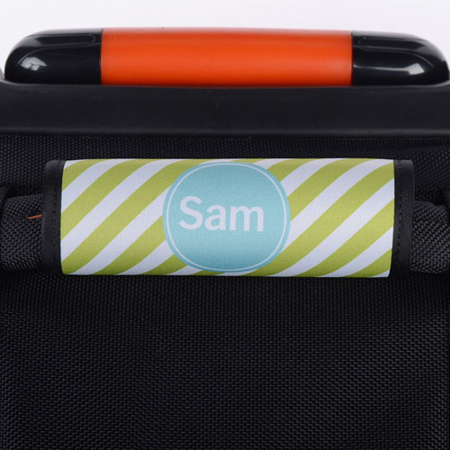 Lime Stripe Personalized Luggage Handle Wrap